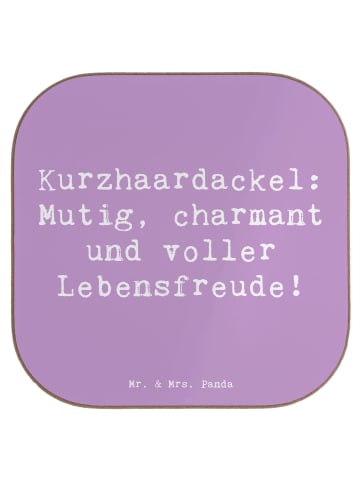 Mr. & Mrs. Panda Coaster Spruch Mutiger Dackel mit Spruch in Lavendeltraum