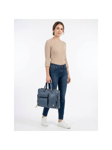 DuDu Pocket Aktentasche Leder 36 cm Laptopfach denim blue