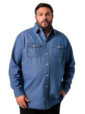 Men Plus Hemd in blue denim