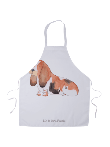Mr. & Mrs. Panda Schürze Hund Basset Hound ohne Spruch in Weiß