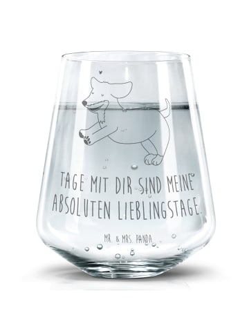 Mr. & Mrs. Panda Trinkglas Hund Dackel mit Spruch in Transparent