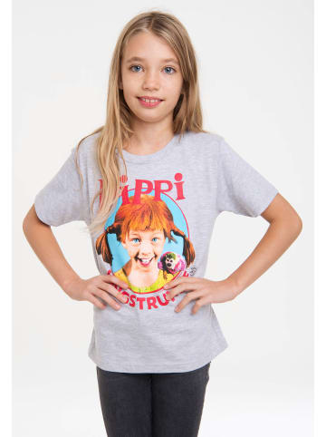 Logoshirt T-Shirt Pippi Langstrumpf in grau-meliert