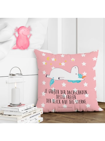 Mr. & Mrs. Panda Kissen 40x40 Einhorn Sternenhimmel mit Spruch in Rot Pastell