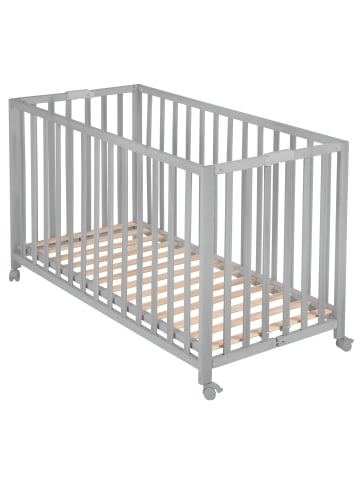 roba Fold Up Klappbett 60 x 120 cm – platzsparendes Gitterbett aus Holz - Taupe