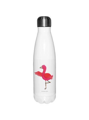 Mr. & Mrs. Panda Thermosflasche Flamingo Yoga ohne Spruch in Weiß