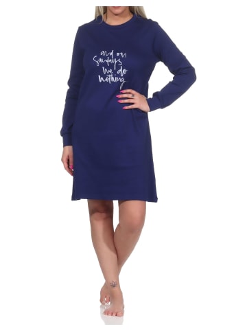 NORMANN langarm Nachthemd Bündchen interlock und - 76423 in marine