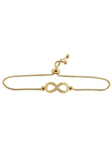 Adeliás Damen Armband – Unendlichkeitszeichen aus Edelstahl mit Perle 24 cm in gold