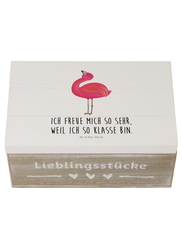 Mr. & Mrs. Panda Aufbewahrungsbox Flamingo Stolz mit Spruch in Weiß