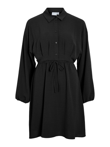 Vila Hemdblusenkleid mit Bindegürtel und Knopfleiste in Schwarz