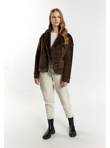 DreiMaster Damen Übergangsjacke Aus Fellimitat in Braun