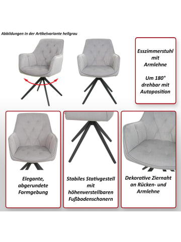 MCW 2er-Set Esszimmerstuhl L80 drehbar mit Armlehne, Hellgrau
