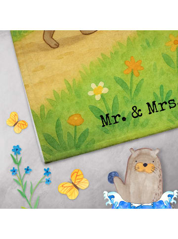 Mr. & Mrs. Panda Handtuch Schildkröte Maus Design mit Spruch in Weiß