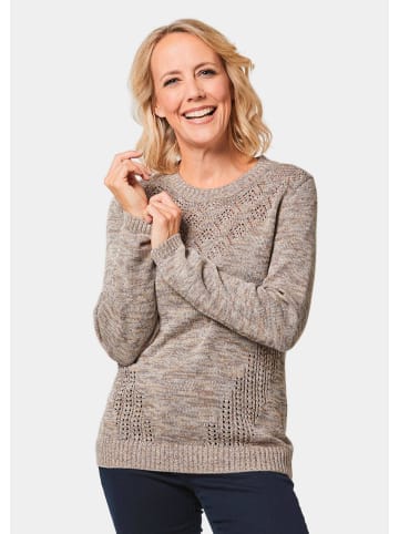 GOLDNER Kurzgröße:  Pullover Kurzgröße - Pullover mit Glanzgarn in camel / melange