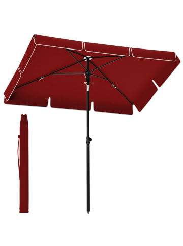 SONGMICS Sonnenschirm Sheld in Rot - (D)200 x (H)215 cm