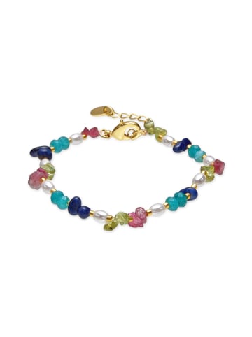 Luxenter Armband mit 18-karätiger Gelbgold-Beschichtung und mehrfarbigen Natursteinen
