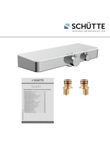 Franz Joseph Schütte OCEAN Thermostat Duscharmatur, Chrom/Weiß, mit Glasablage