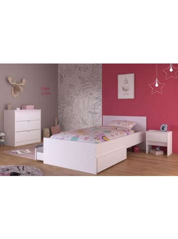 Parisot Kinderzimmer weiß, grau oder rosa, Komplett-Set 4-teilig mit Stauraumbett