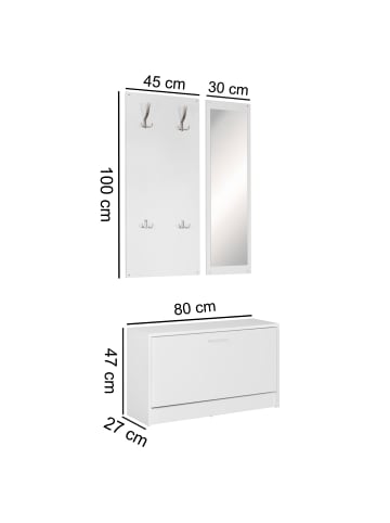 FineBuy Garderobe "SV45803" in Weiß