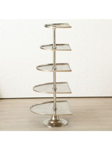 Boltze Etagere MAXIMA XXL Halbrund Metall Silber 5-stöckig 150 cm