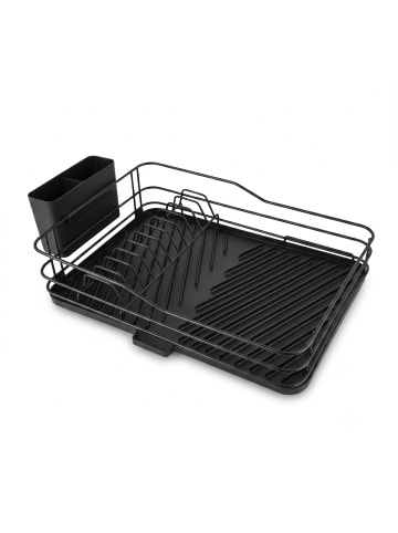 BOXIMO Geschirrabtropfer mit Besteckbehälter in Schwarz, (B) 49 x (H) 13 x (L) 31 cm