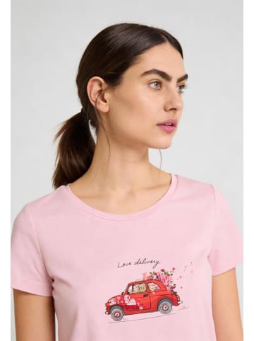 More & More T-Shirt mit Frontprint und Pailletten in sorbet rose