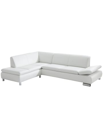 58 aufm Kessel ECKSOFA mit Ottomane links Kaye Bezug Kunstleder Metallfuß verchromt / weiß