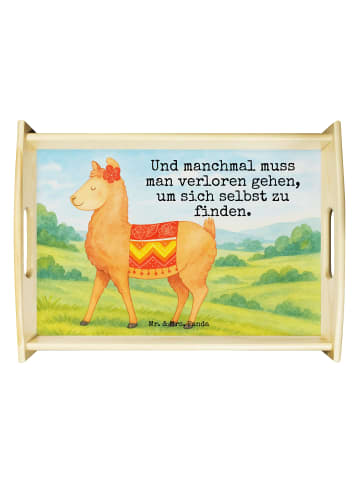 Tablett Holz Alpaka Stolz Design mit Spruch in Weiß