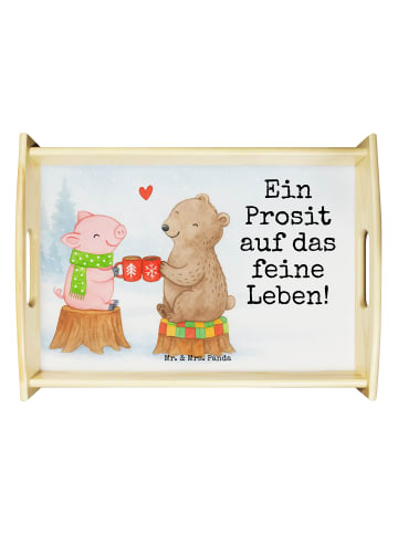 Mr. & Mrs. Panda Tablett Glühschwein Sause Design mit Spruch in Weiß