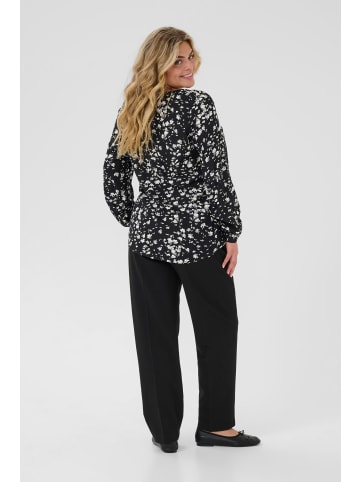 KAFFE curve Bluse langarm KCbella Regular fit in Black / Chalk Graphic