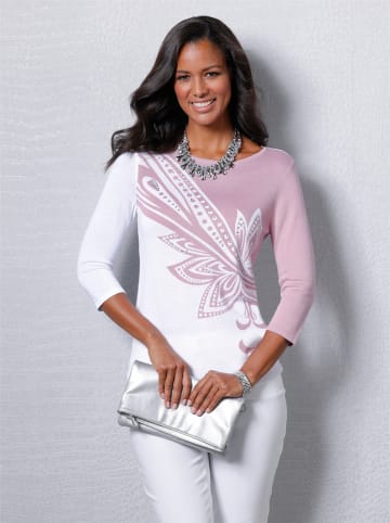 WITT WEIDEN Pullover in ecru-hellrosé-bedruckt