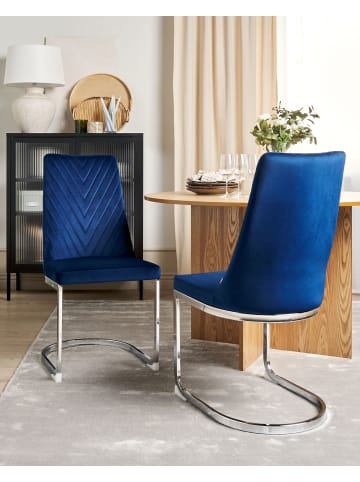 Beliani 2er-Set Esszimmerstuhl ALTOONA in Blau/Silber