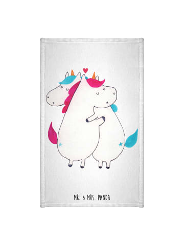 Mr. & Mrs. Panda Gästehandtuch Einhorn Mitteilung ohne Spruch in Weiß