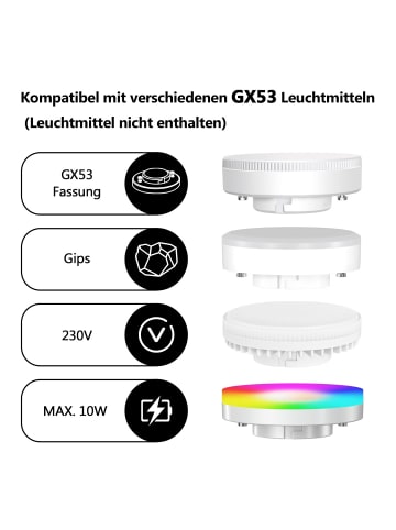 ZMH 4er-Set Deckenleuchte in weiß 1-flammige GX53 mit Gips Lampenschirm rund Modern