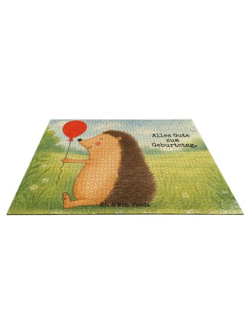 Mr. & Mrs. Panda Puzzle Igel Luftballon Design mit Spruch in Weiß