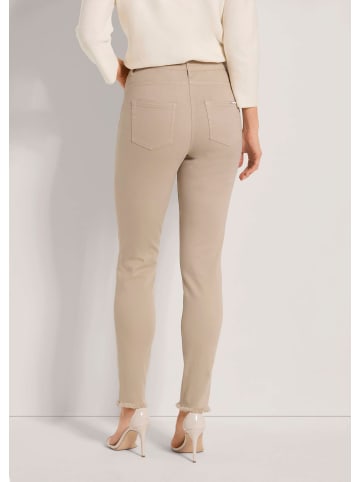 MADELEINE Mid Waist Skinny-Hose mit Fransen in berber