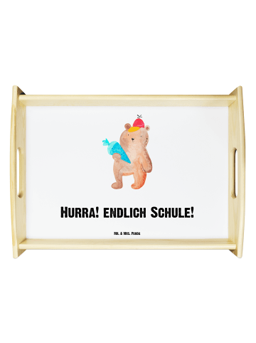 Mr. & Mrs. Panda Servier Tablett Bär Schultüte mit Spruch in Weiß