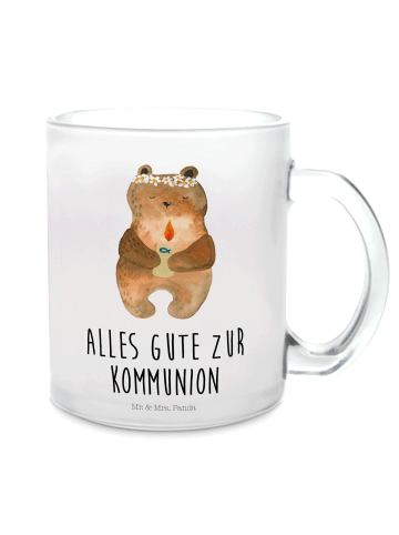 Mr. & Mrs. Panda Trinkglas Bär Kommunion mit Spruch in Transparent