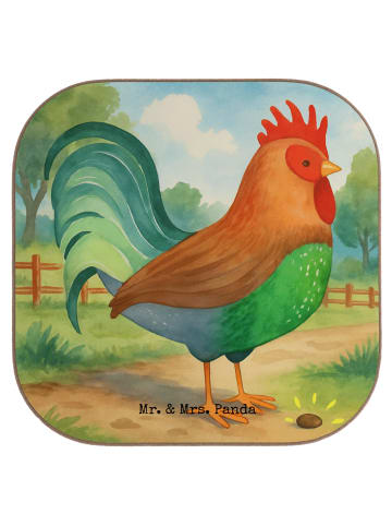 Mr. & Mrs. Panda Holzuntersetzer Hahn Korn Design ohne Spruch in Weiß