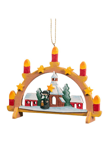 Käthes Original Baumschmuck Schwibbogen mit Seiffener Kirche in bunt