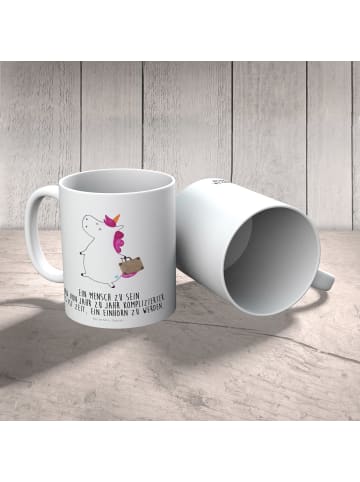 Mr. & Mrs. Panda Tasse Einhorn Koffer mit Spruch in Weiß