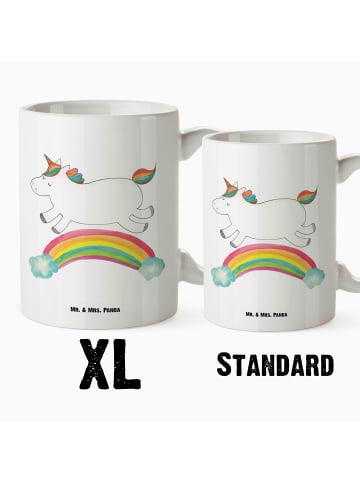 Mr. & Mrs. Panda XL Tasse Einhorn Regenbogen ohne Spruch in Weiß