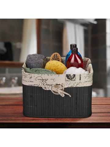 relaxdays Aufbewahrungskorb in Schwarz/ Creme - (B)31 x (H)20 x (T)31 cm