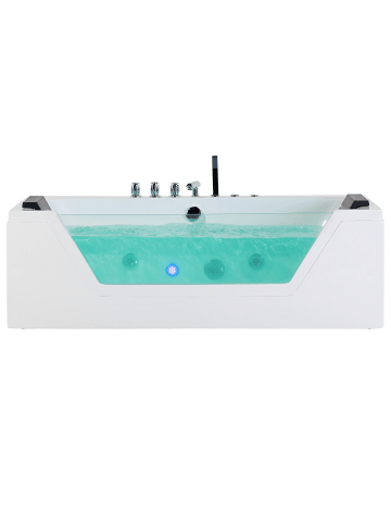 Beliani Whirlpool Badewannen SAMANA in Weiß/Schwarz/Silber