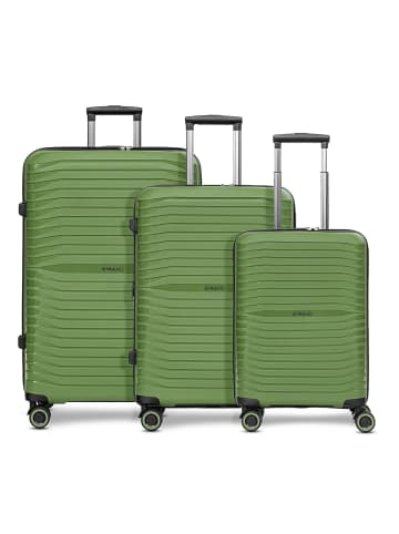 Stratic Shine 4 Rollen Kofferset 3-teilig mit Dehnfalte in olive