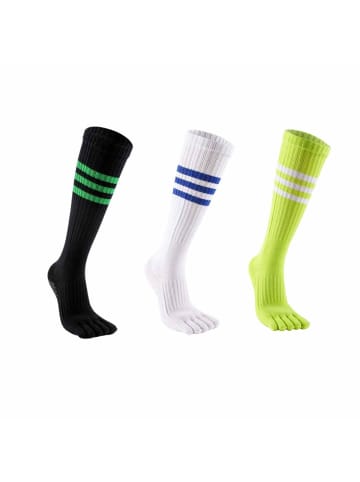MUNADUNA 3er-Pack Lange Yoga-/Pilates-Zehensocken Anti-Rutsch-Farb-Mix