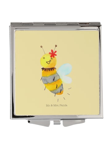 Mr. & Mrs. Panda Handtaschenspiegel quadratisch Biene Blume ohne... in Gelb Pastell