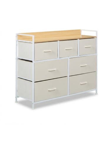 relaxdays Kommode in Beige/ Weiß - (B)100 x (H)85 x (T)30,5 cm