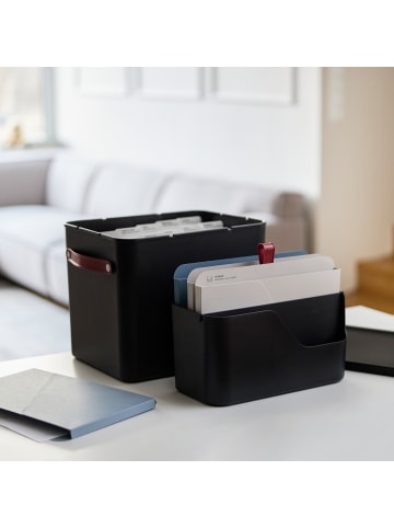 Rotho MyPaper Plus Dokumenten Organizer Set DIN A4 mit Inbox und Archivbox in Schwarz mit blauen Mappen