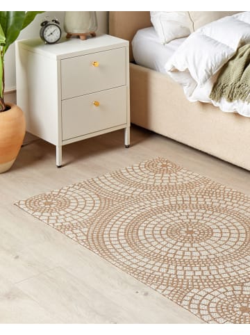 Beliani Geflochtener Teppich ARIBA in Beige/Weiß - (W) 80 x (H) 0.7 x (L) 150 cm