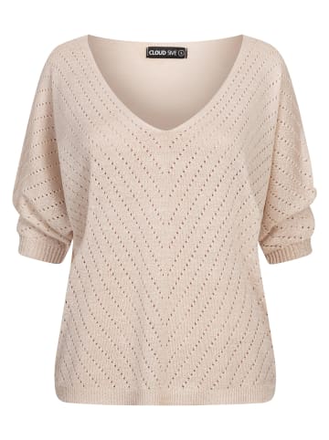 Cloud5ive Cloud5ive Cloud5ive Damen 3/4 Arm Top mit Fledermausärmeln und Lochmuster in white